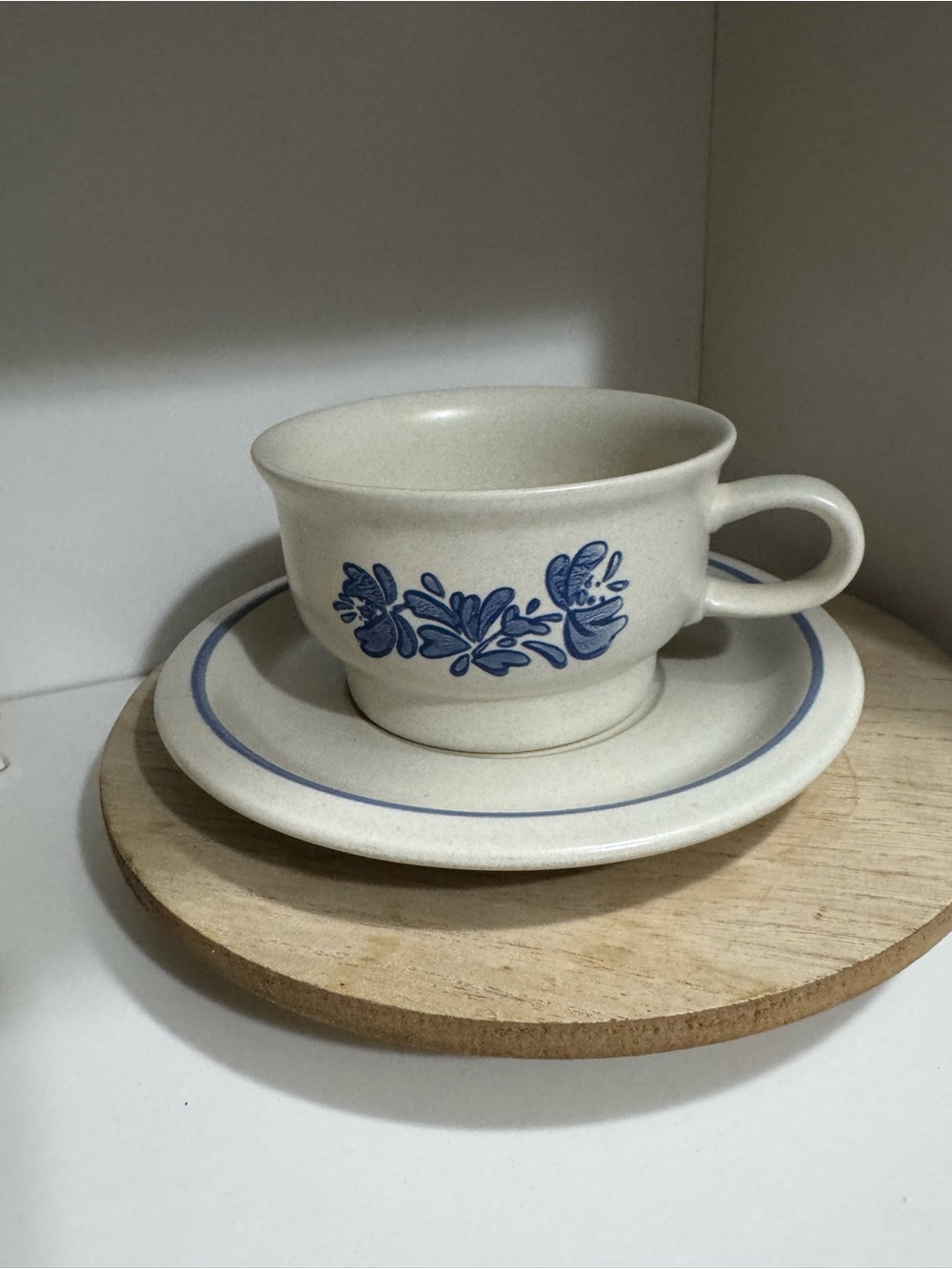 Pfaltzgraff Classic Blue Floral Stoneware Teacup and Saucer